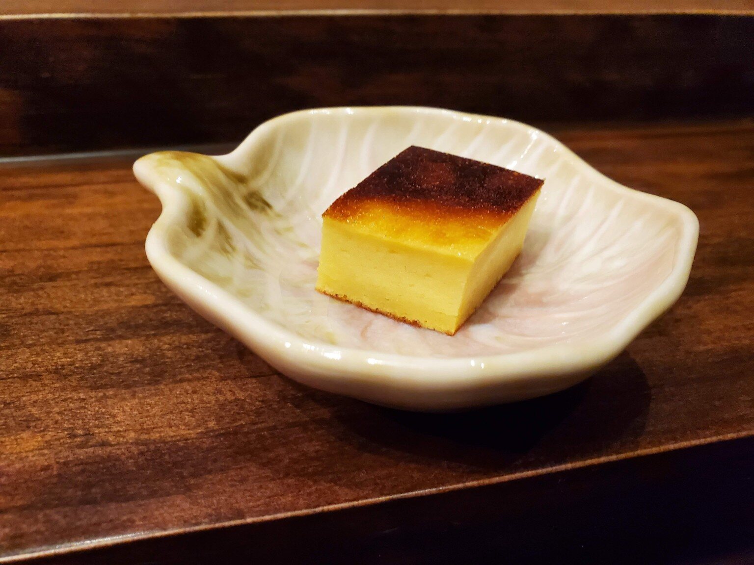 Traditional tamago served as part of the omakase
